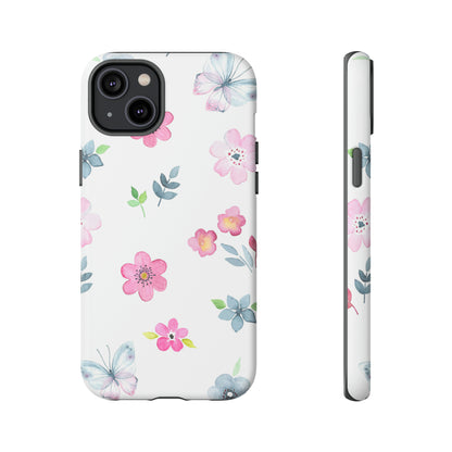 Vintage flowers and butterflies iPhone case - Protective Phone Case