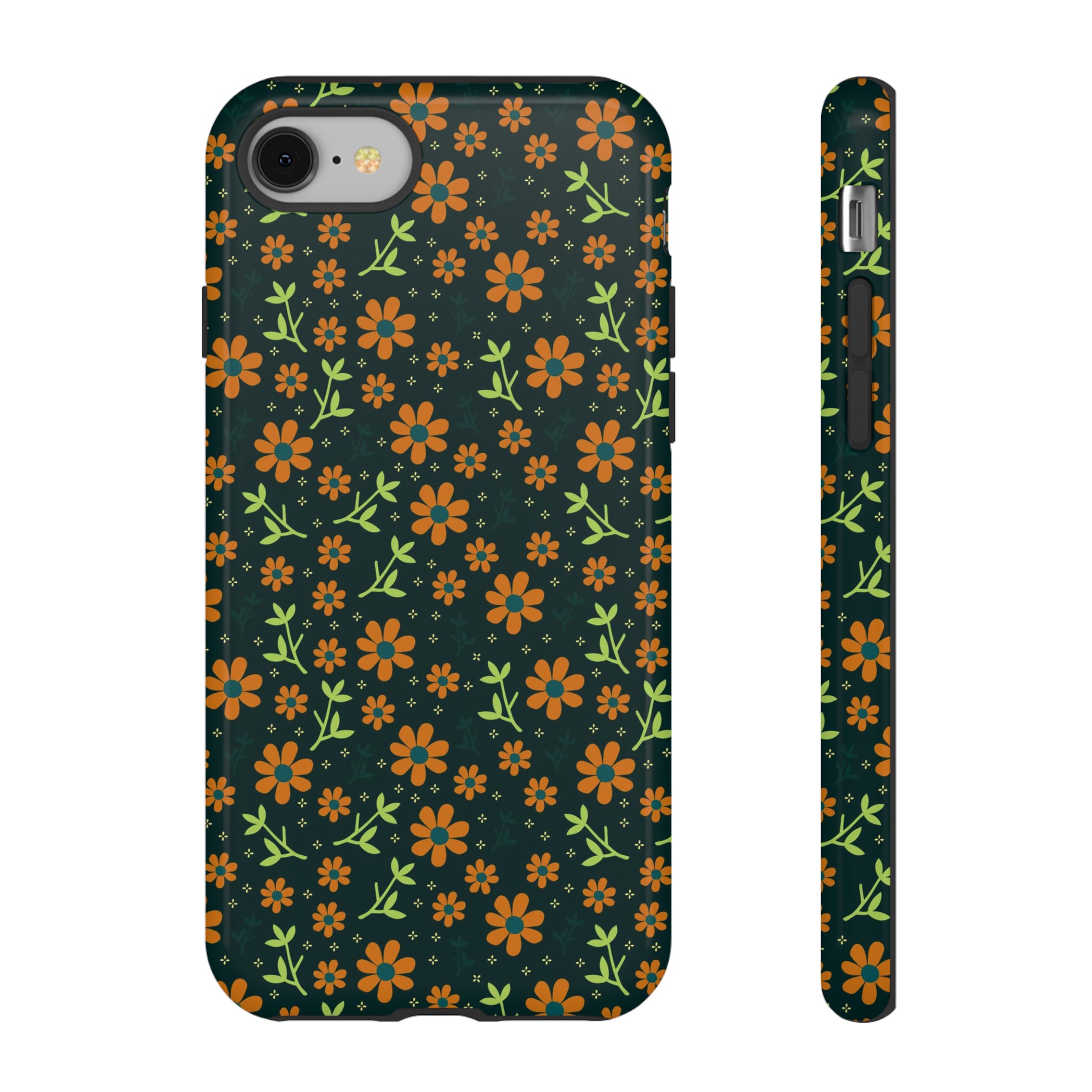 Green Flower Pattern - Protective Phone Case