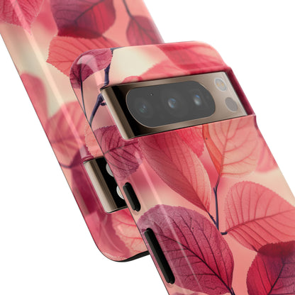 Elegant Pink Leaves Google Pixel 8 - Tough Phone Case