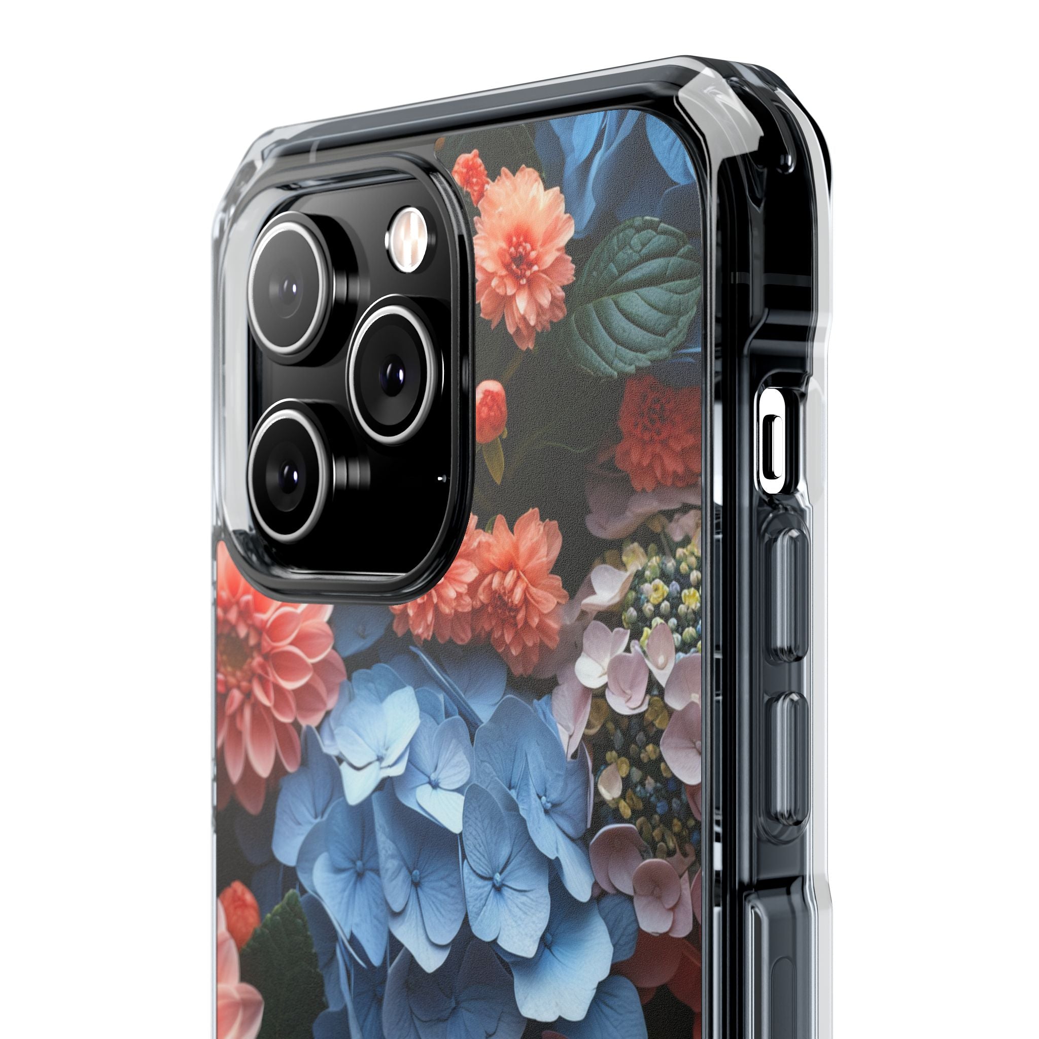 Blue Floral Bliss - Clear Impact iPhone 14 Phone Case