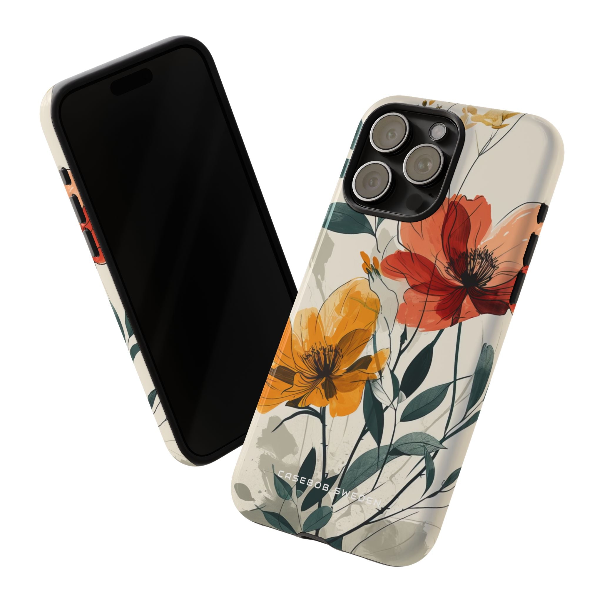 Elegant Floral Harmony iPhone 15 - Tough Phone Case