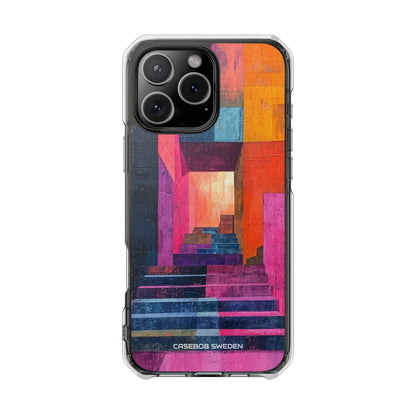 Pink Orange Geometry - Clear Impact iPhone 16 Phone Case