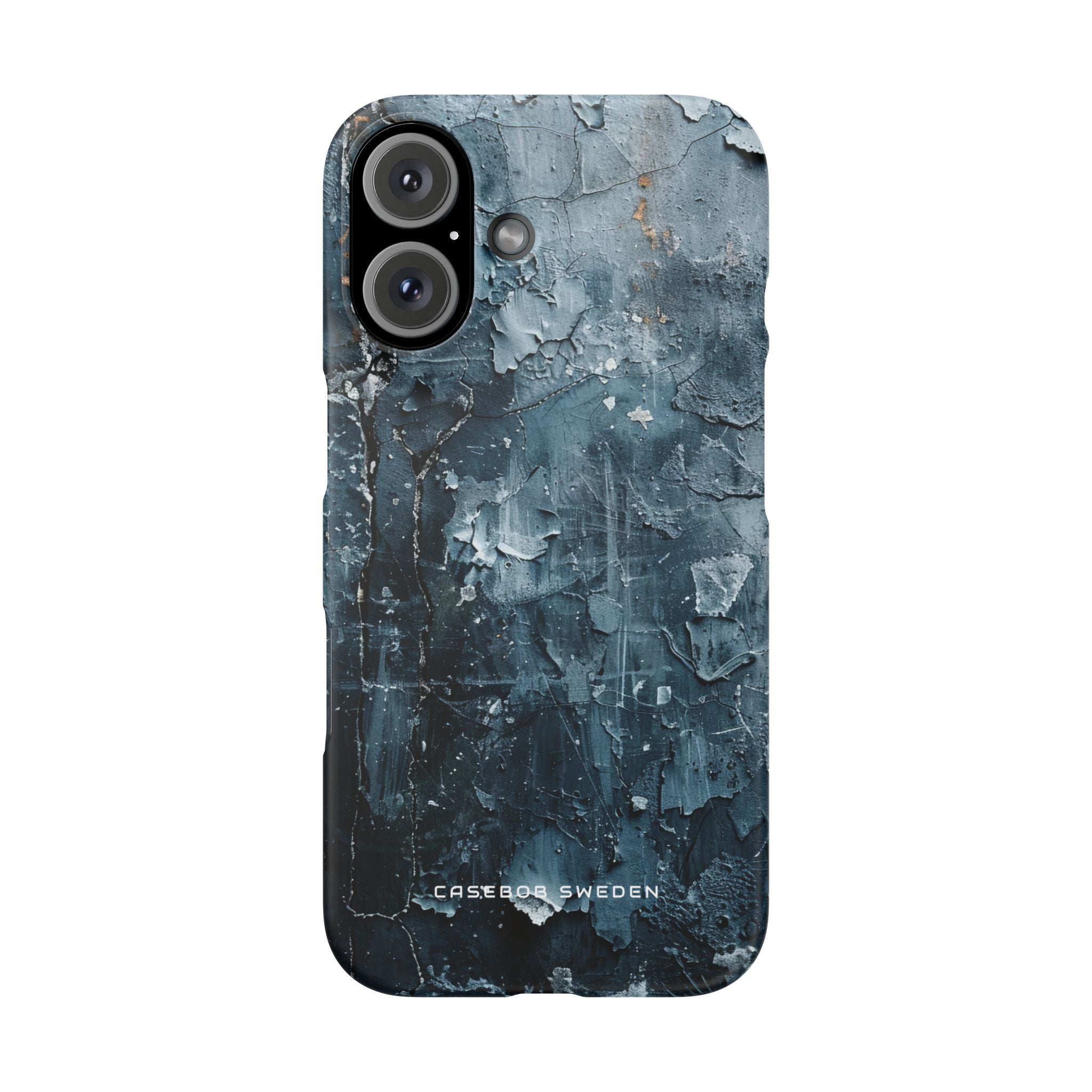 Weathered Blue Tapestry with Cracked Layers iPhone 16 - Slim Phone Case