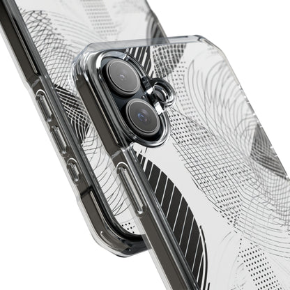 Geometric Monochrome Flow iPhone 16 - Clear Impact Phone Case