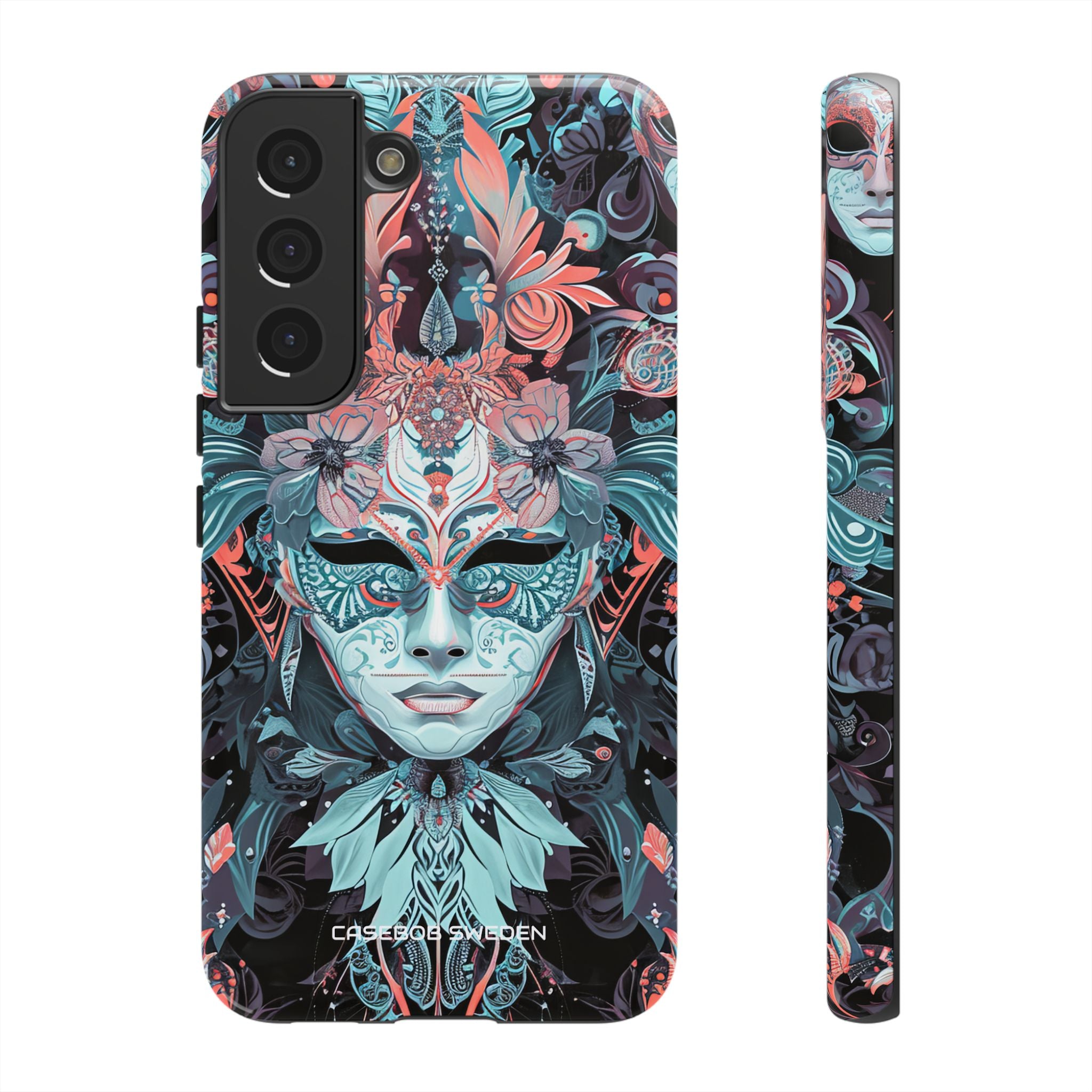 Mystic Teal Coral Mask - Tough Samsung S22 Phone Case