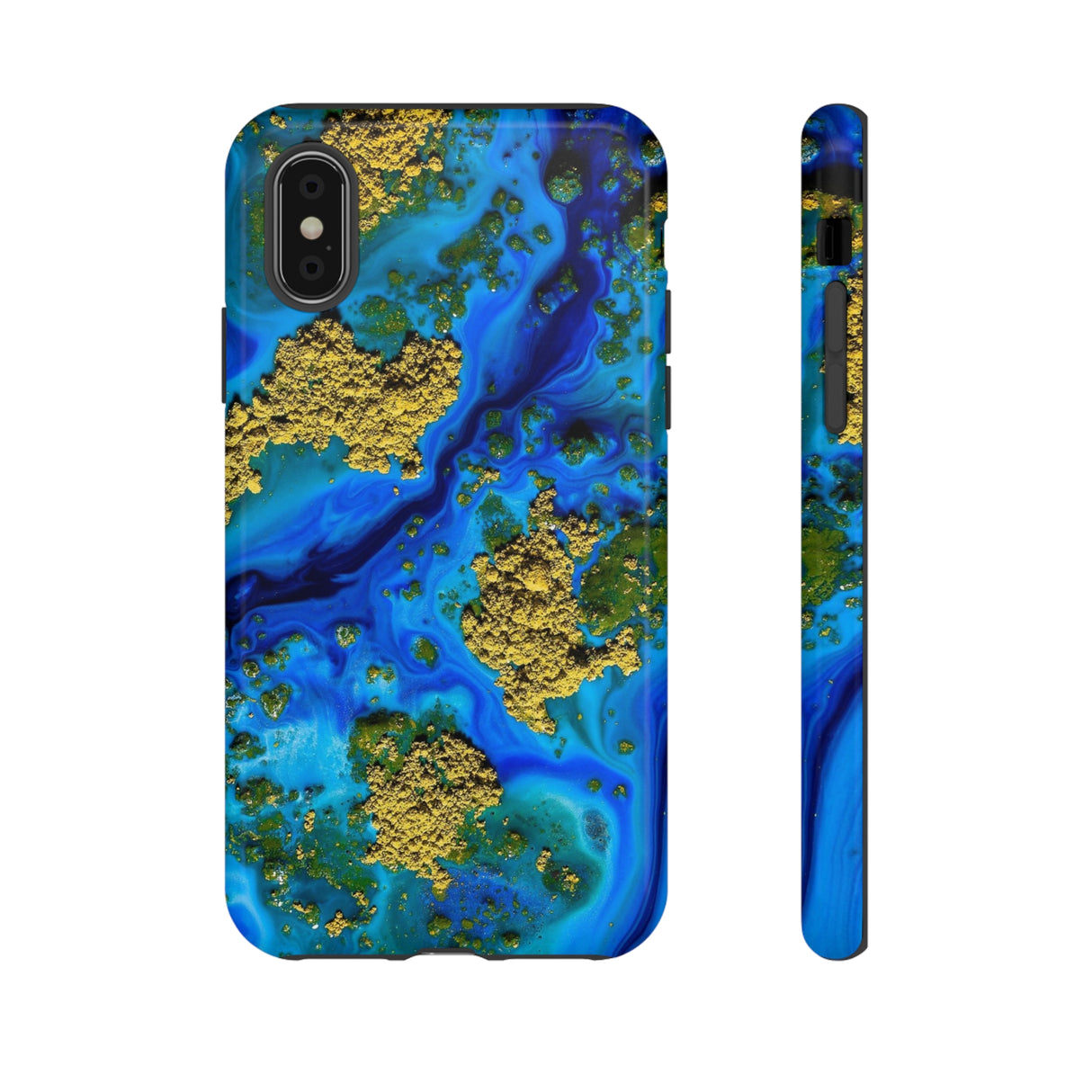 Blue Clear Ocean Ink Art iPhone Case (Protective) iPhone X Glossy Phone Case