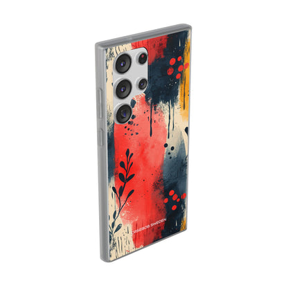 Red Blue Abstract Florals - Flexi Samsung S23 Phone Case