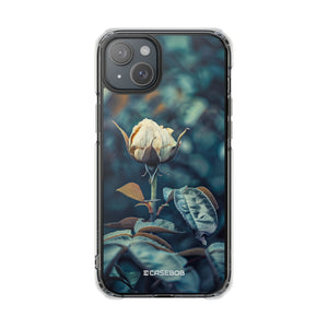 Teal Rosebud Serenade – Handyhülle für iPhone (Clear Impact – Magnetisch)