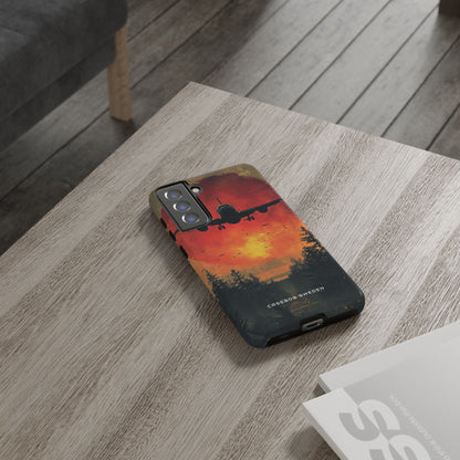 Vintage Sunset Airplane Silhouette  Samsung S21 - Tough Phone Case