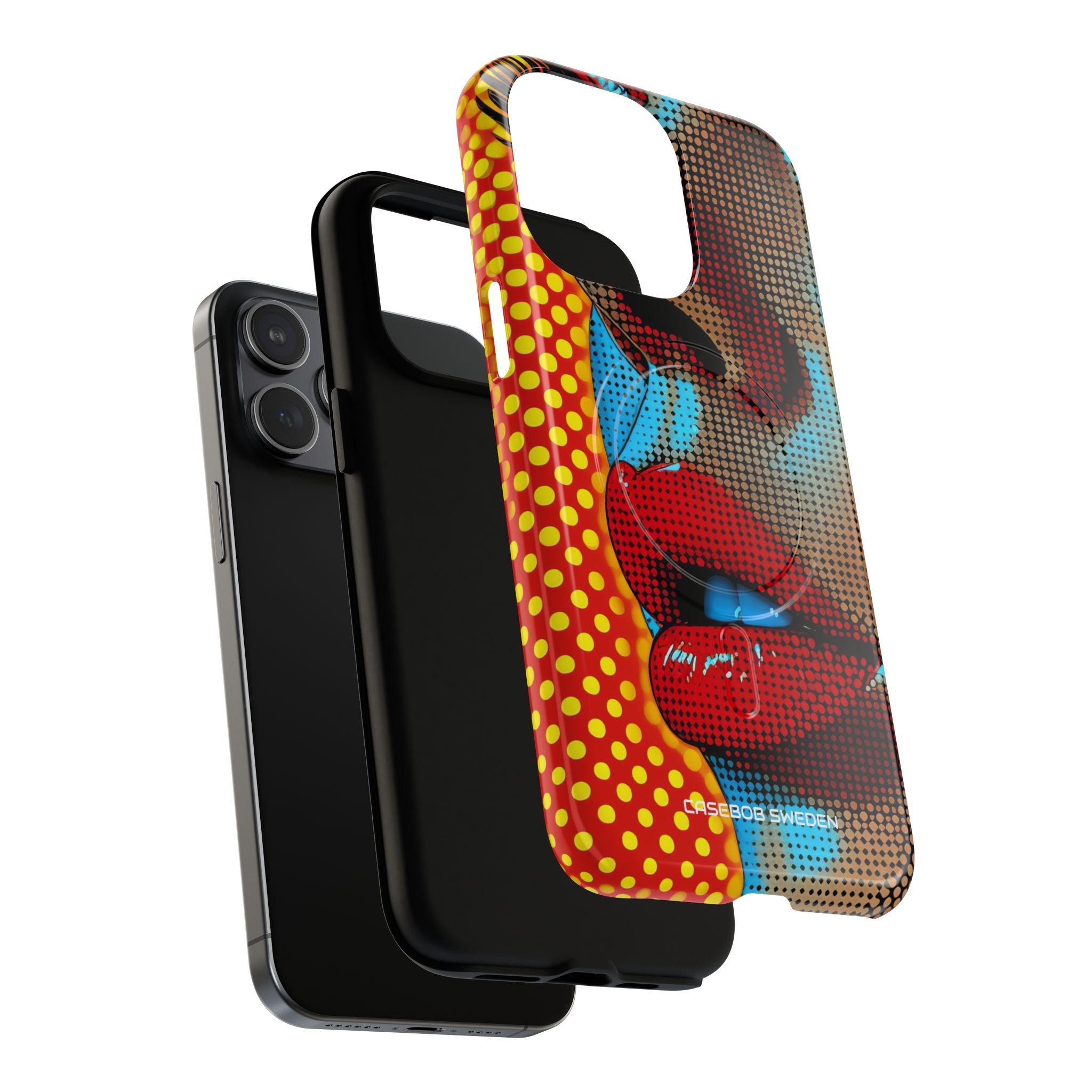 Yellow Red Pop Art Portrait - Tough + MagSafe® iPhone 15 Phone Case