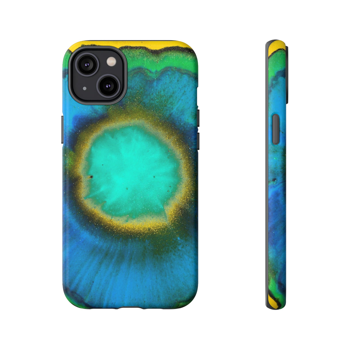 Neon Blue Ink Art iPhone Case (Protective) iPhone 14 Plus Matte Phone Case