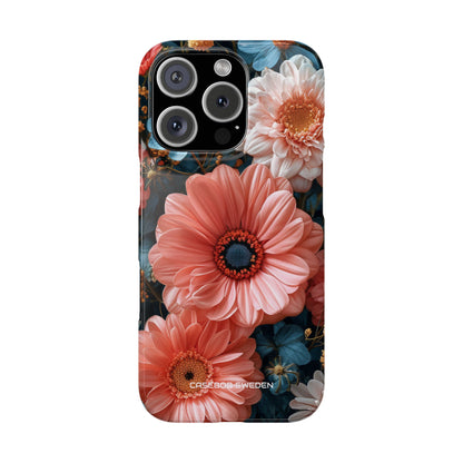 Coral Teal Blooms - Slim iPhone 16 Phone Case