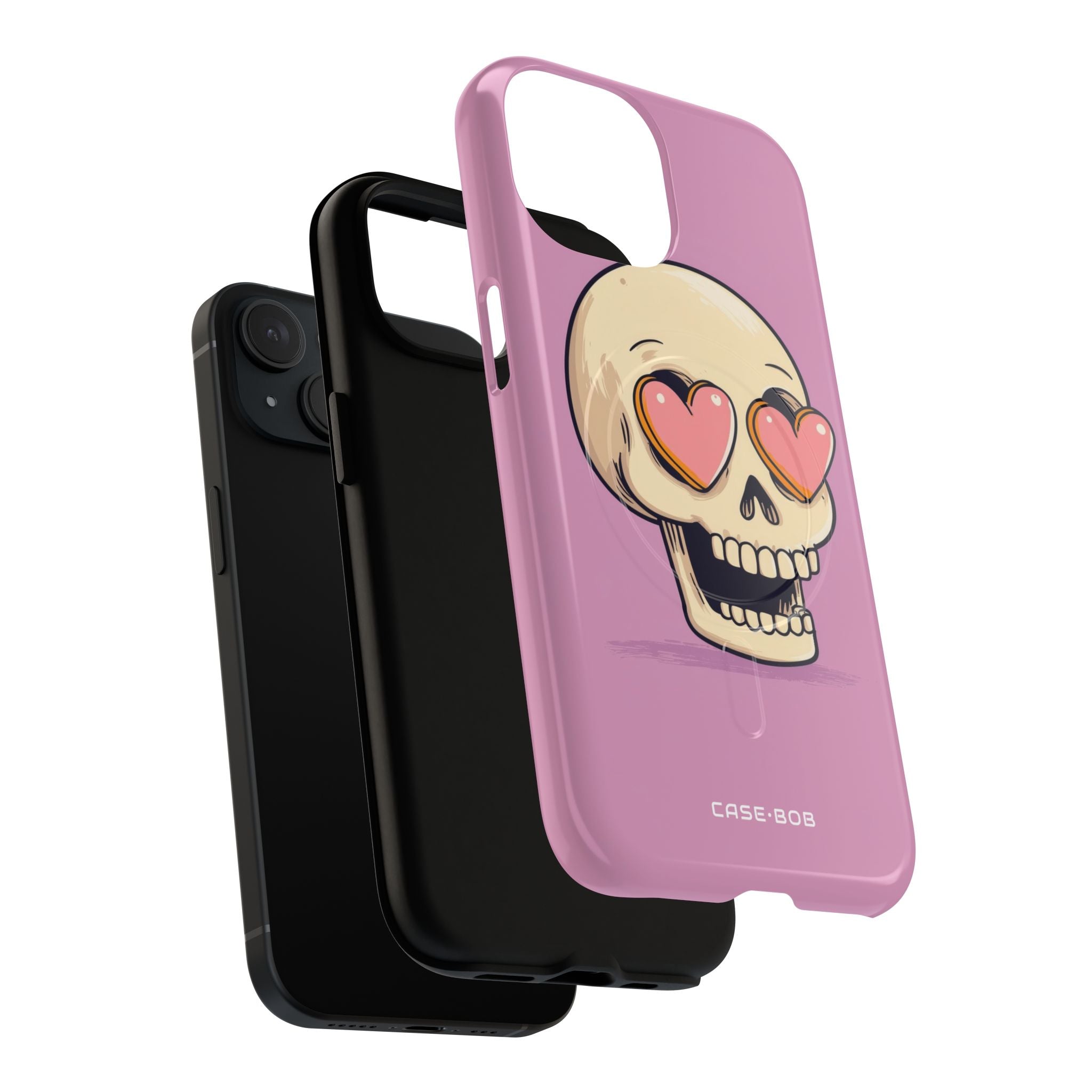 Heart Eyed Skull iPhone 15 Case - Tough+