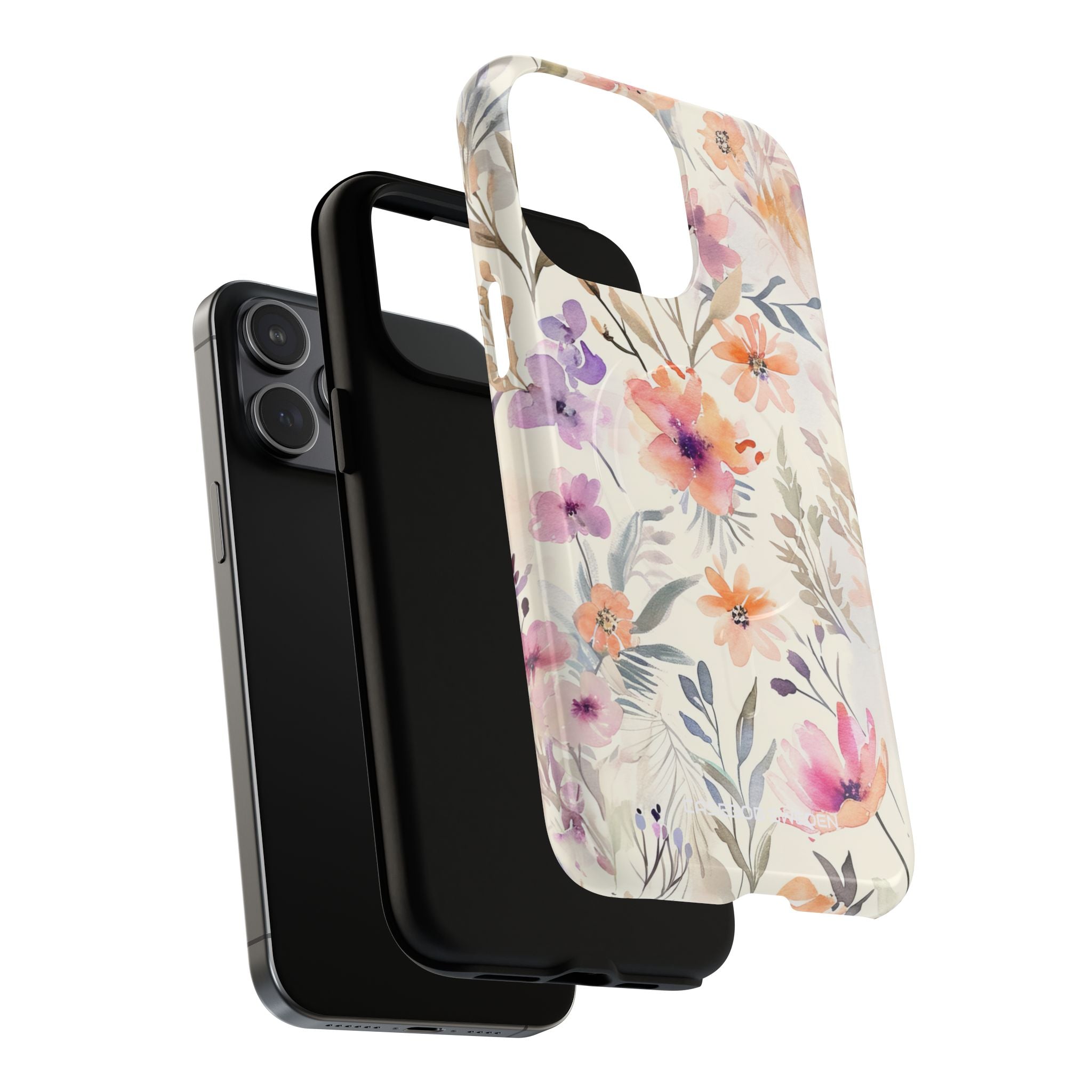 Soft Pink Floral Watercolor Design - Tough + MagSafe® iPhone 15 Phone Case