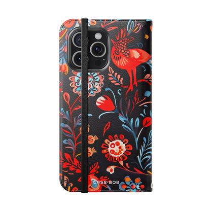 Folk Bird Flame - iPhone 15 Pro Max Case - Wallet