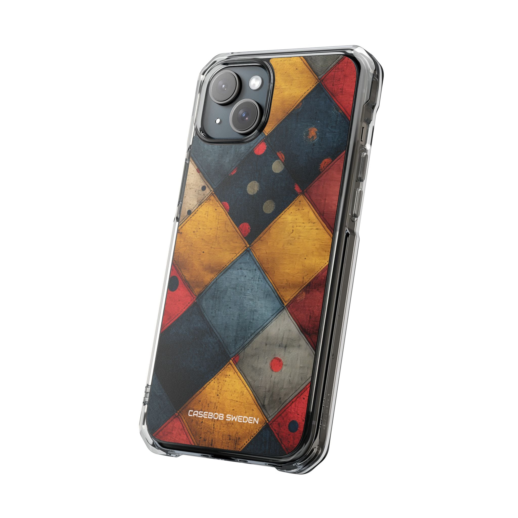 Blue Red Patchwork - Clear Impact iPhone 15 Phone Case