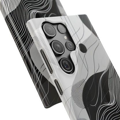 Fluid Rhythms: Monochrome Line Flow Samsung S23 - Slim Phone Case