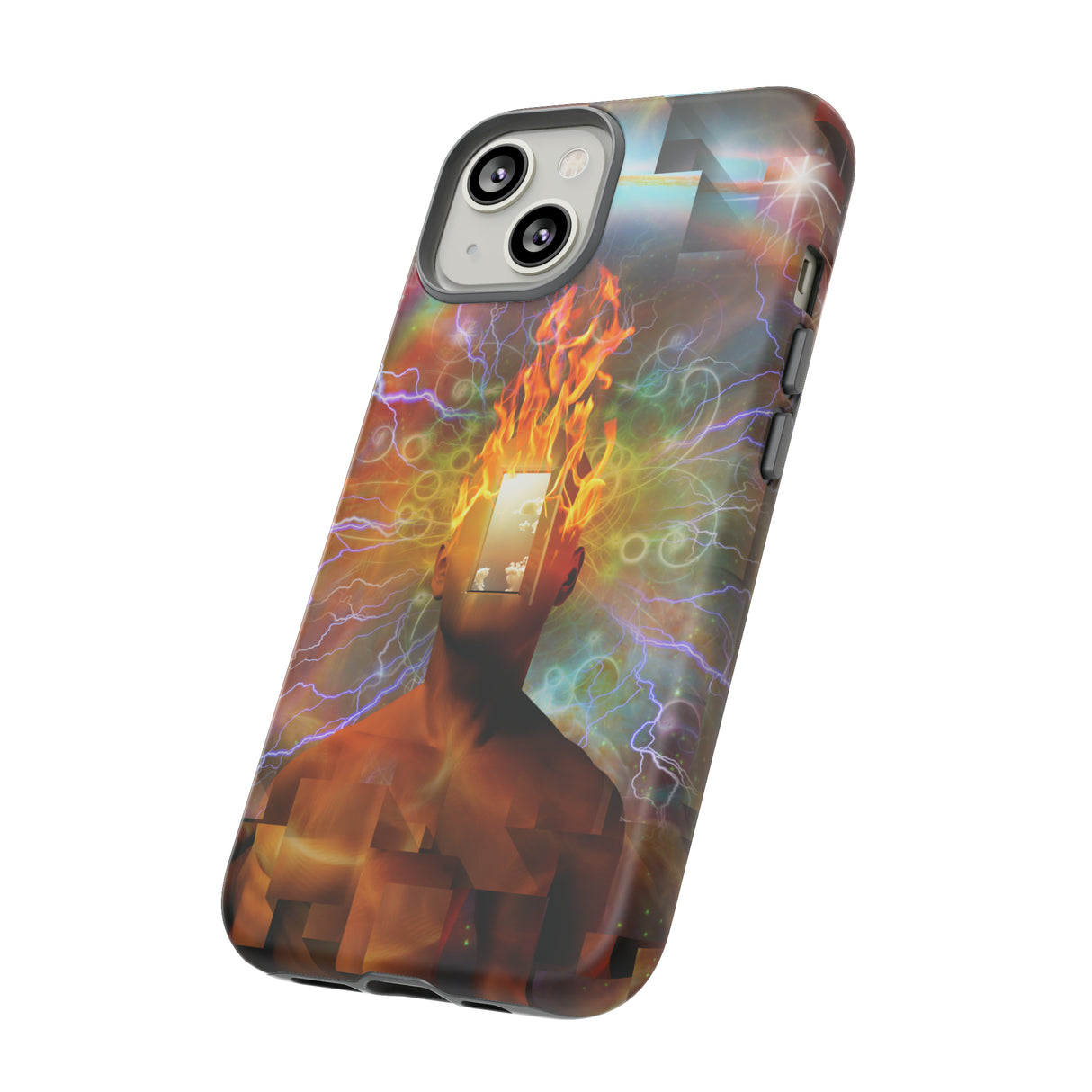 Man with burning mind - Protective Phone Case