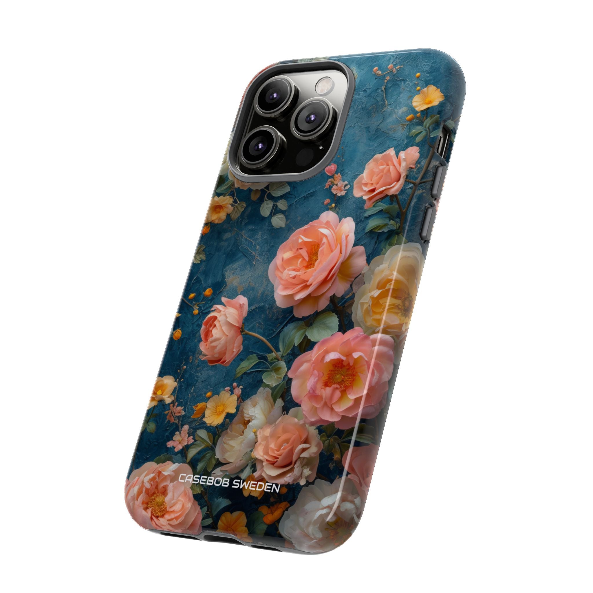 Blue Floral Elegance - Tough iPhone 14 Phone Case