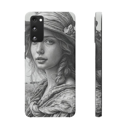 Serene Sketch Portrait | Slim Phone Case for Samsung