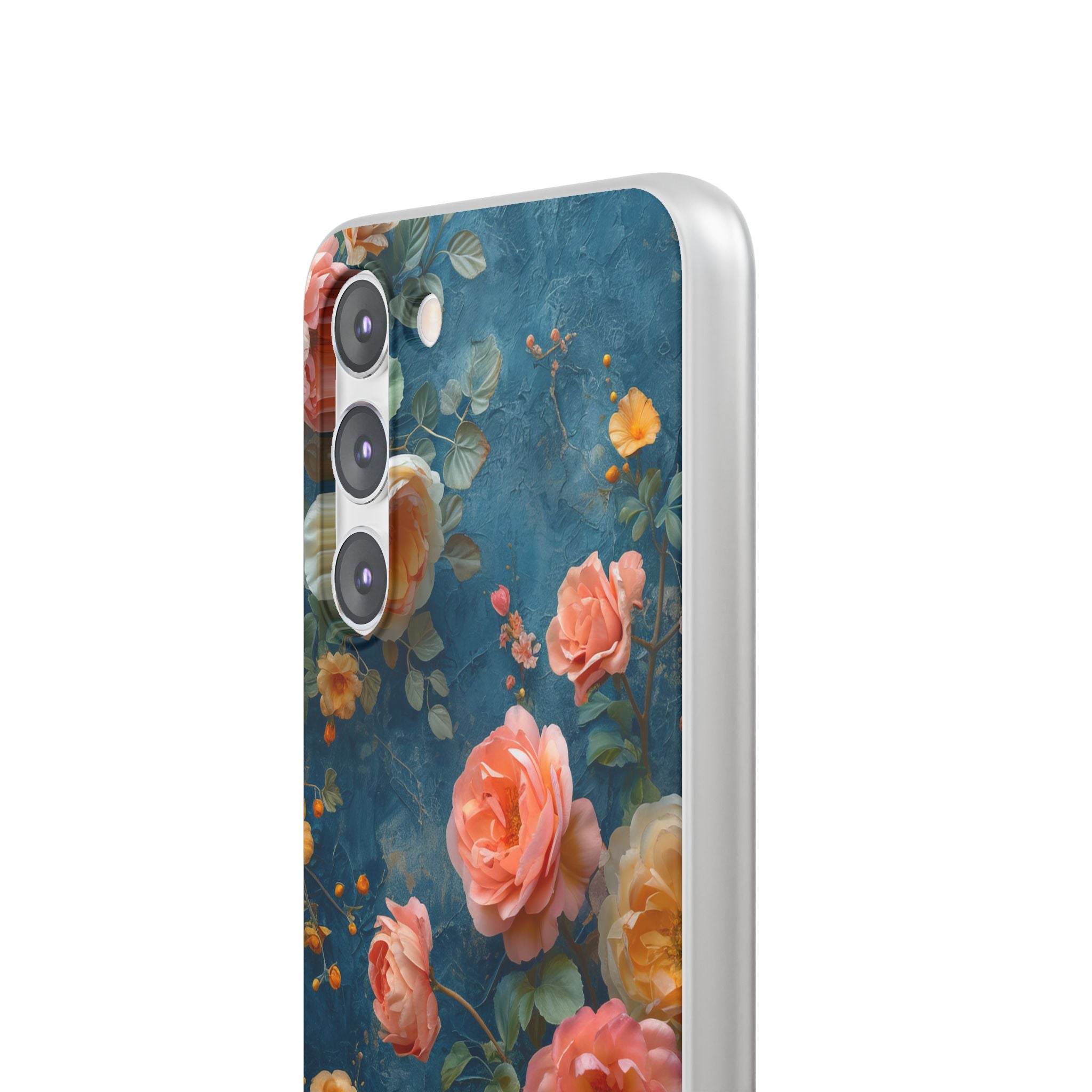 Blue Floral Elegance - Flexi Samsung S23 Phone Case