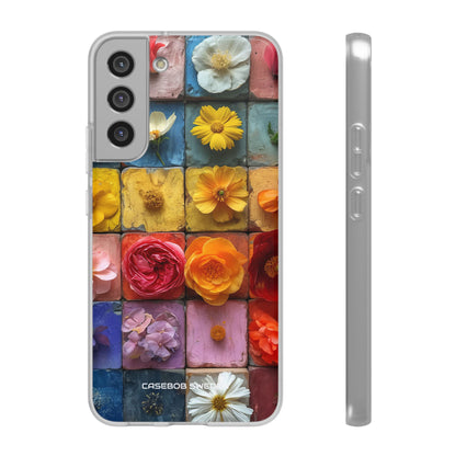 Vibrant Floral Tiles - Flexi Samsung S22 Phone Case