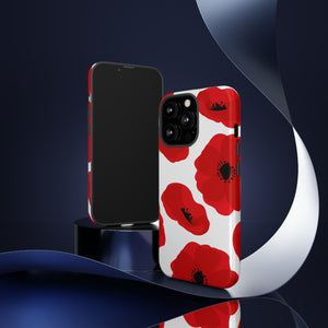 Red poppies on white iPhone case (Protective) - Protective Phone Case