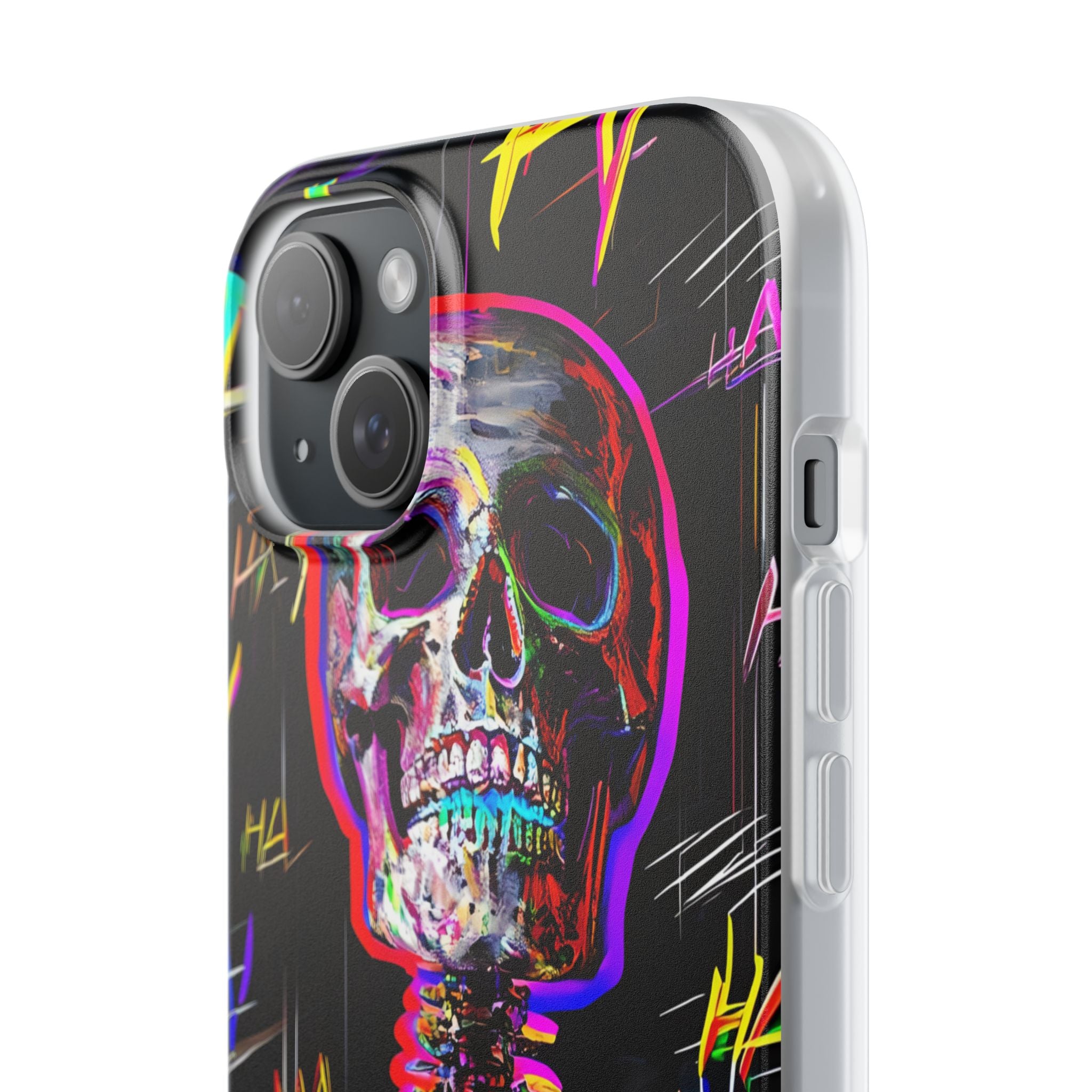 Neon Skeleton Laugh iPhone 15 Plus Case - Soft