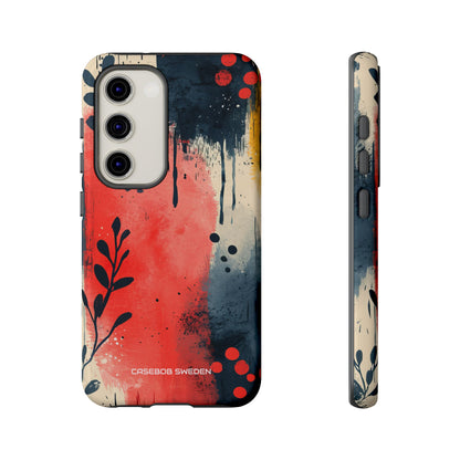 Red Blue Abstract Florals - Tough Samsung S23 Phone Case