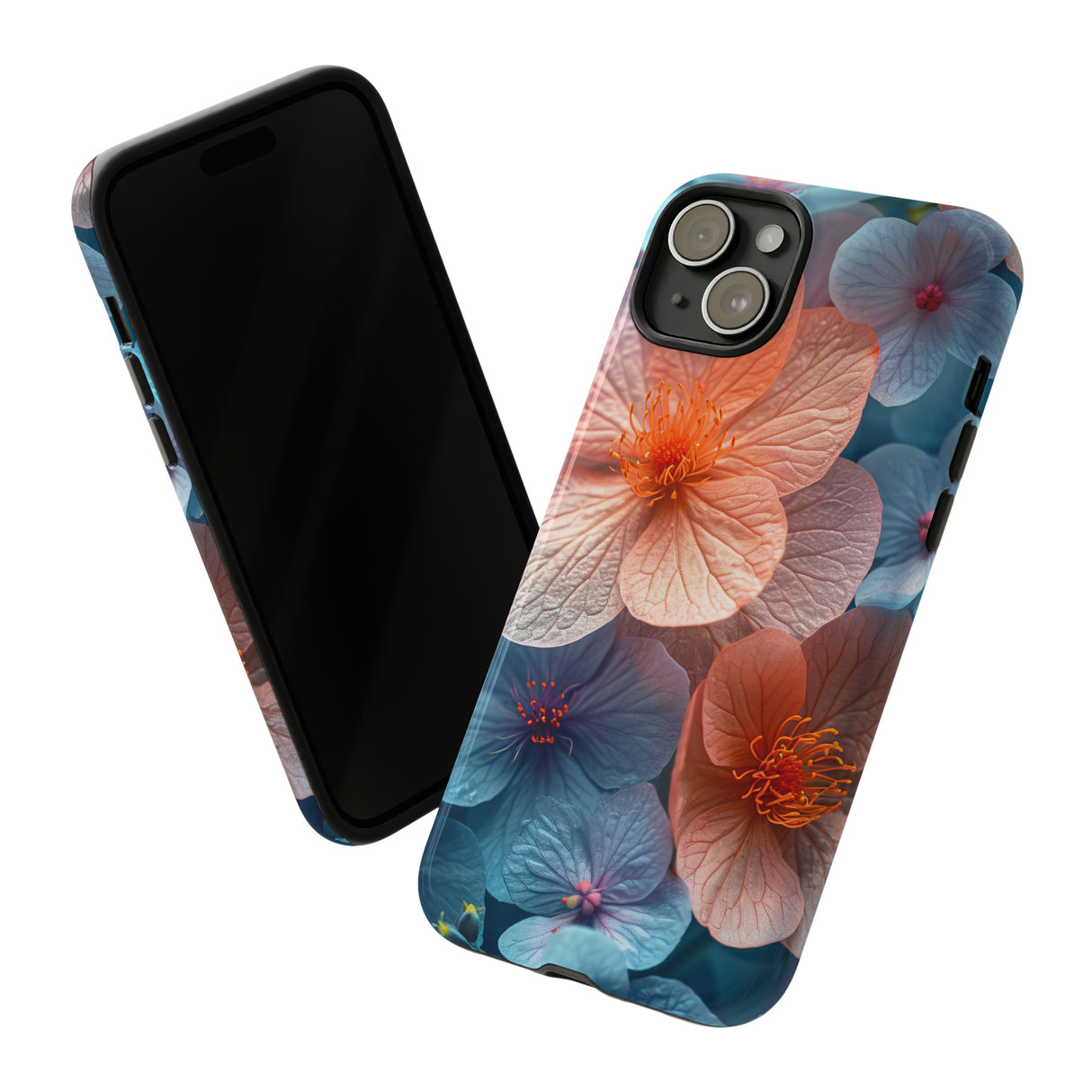 Hellblaue Floral Serenity - Schutzhülle fürs Handy