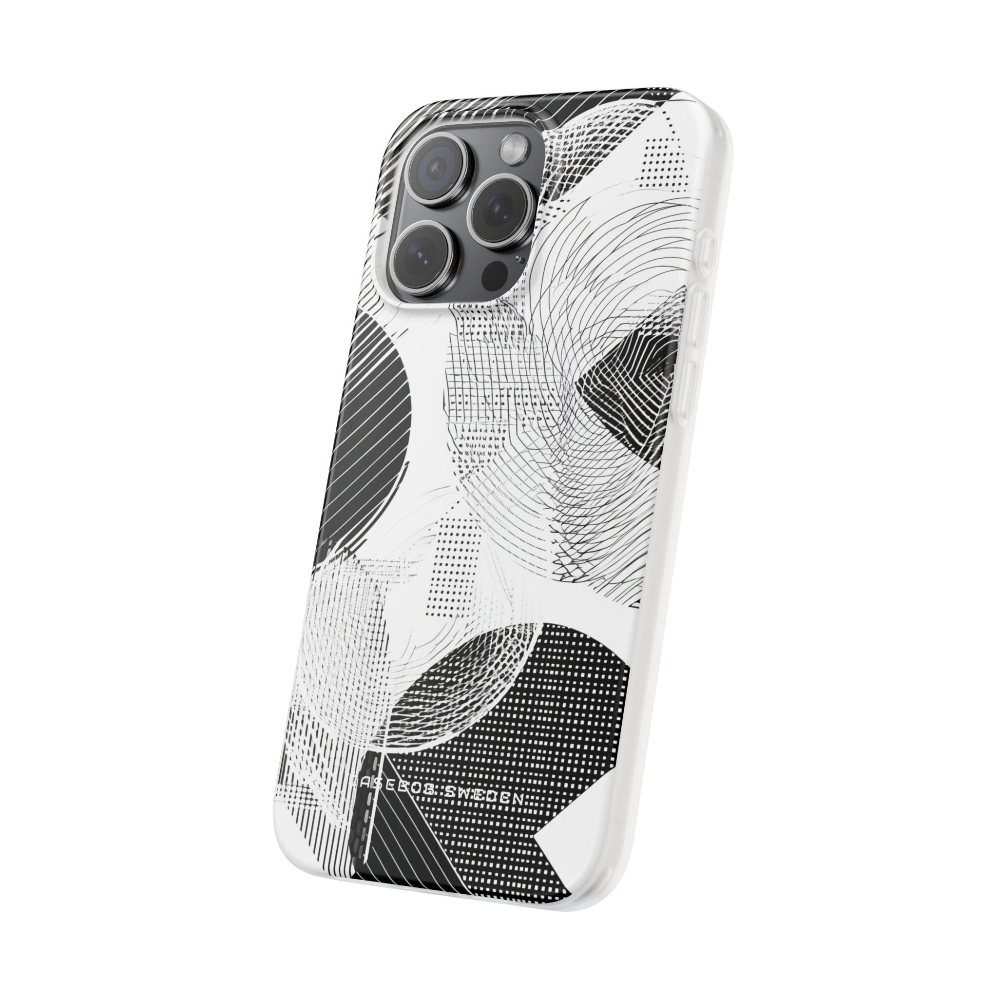 Geometric Monochrome Flow iPhone 15 - Flexi Phone Case