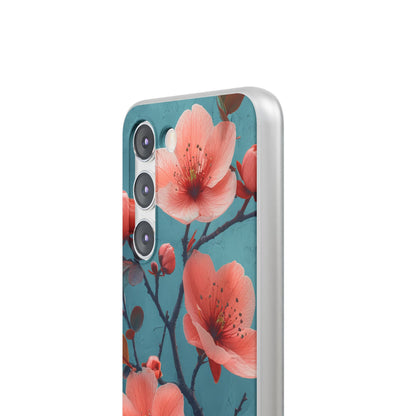 Teal Coral Blossom - Flexi Samsung S23 Phone Case