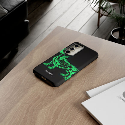 Neon Green Dachshund X-Ray Illustration Hotdog Phone Cover Samsung S23 - Tough