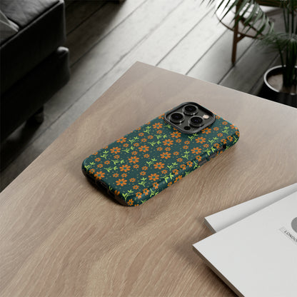 Green Flower Pattern - Protective Phone Case