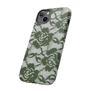 Green Lace Gothic Flower - Protective Phone Case