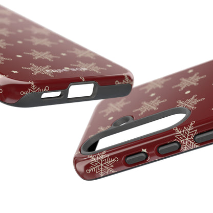 Cream Snowflake Crimson Samsung S25 Case - Tough