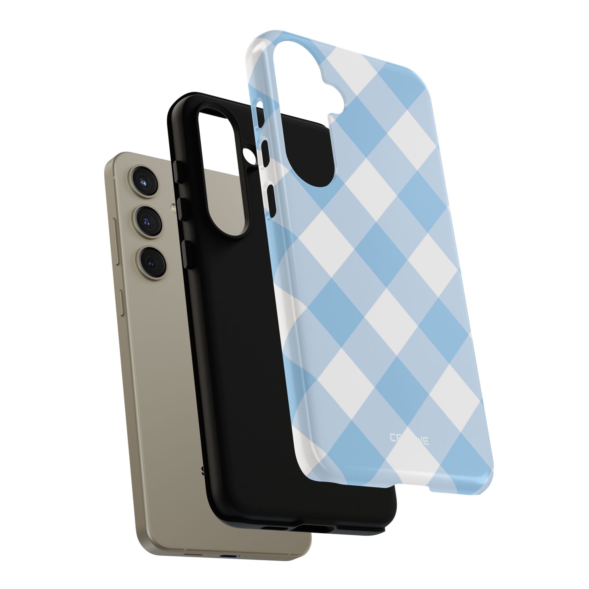 Soft Blue Gingham Elegance - Samsung Case