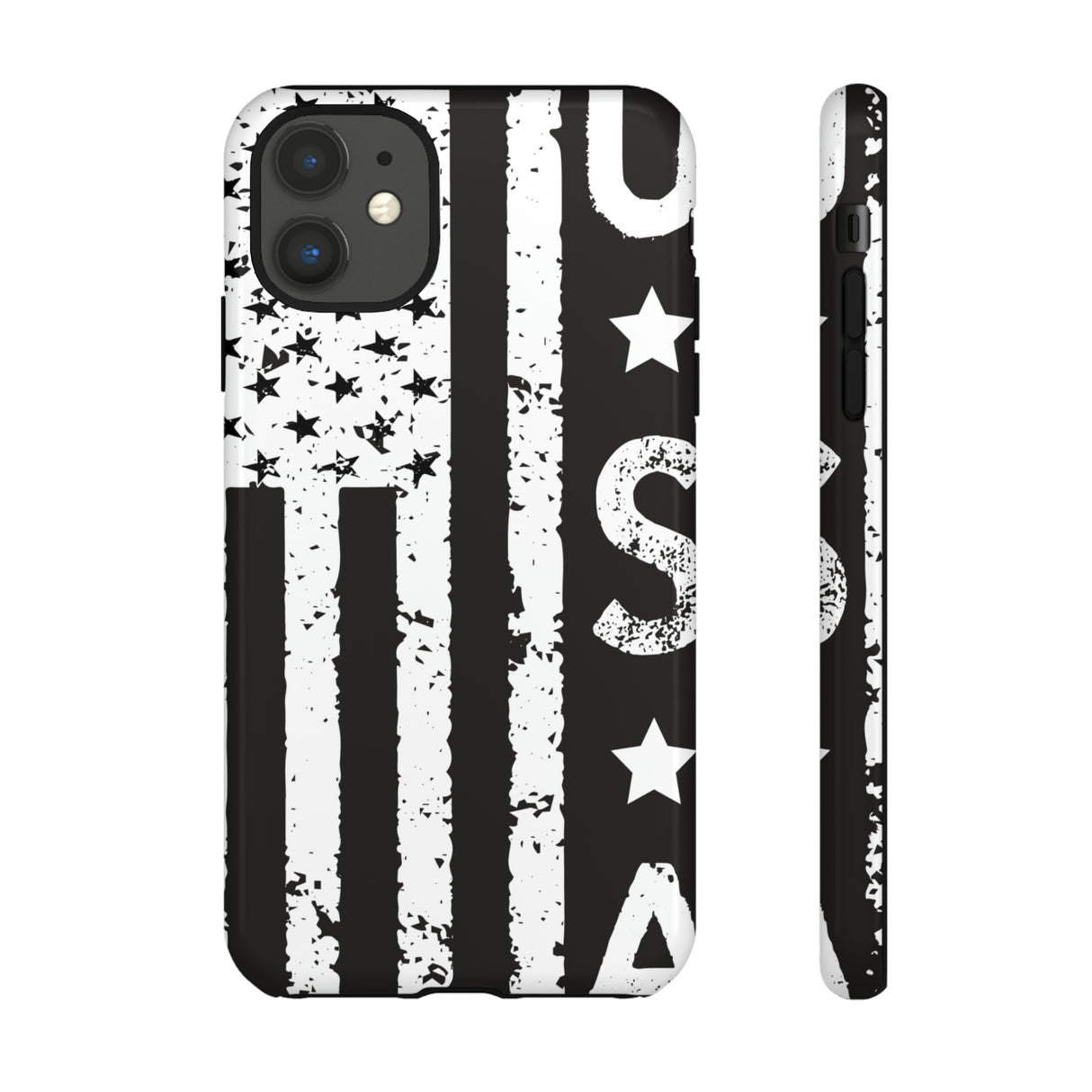 Black n White U.S Flag - Protective Phone Case