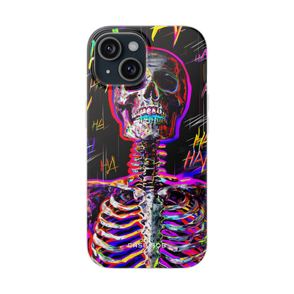 Neon Skeleton Laugh iPhone 15 Case - Soft