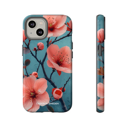 Teal Coral Blossom - Tough iPhone 14 Phone Case