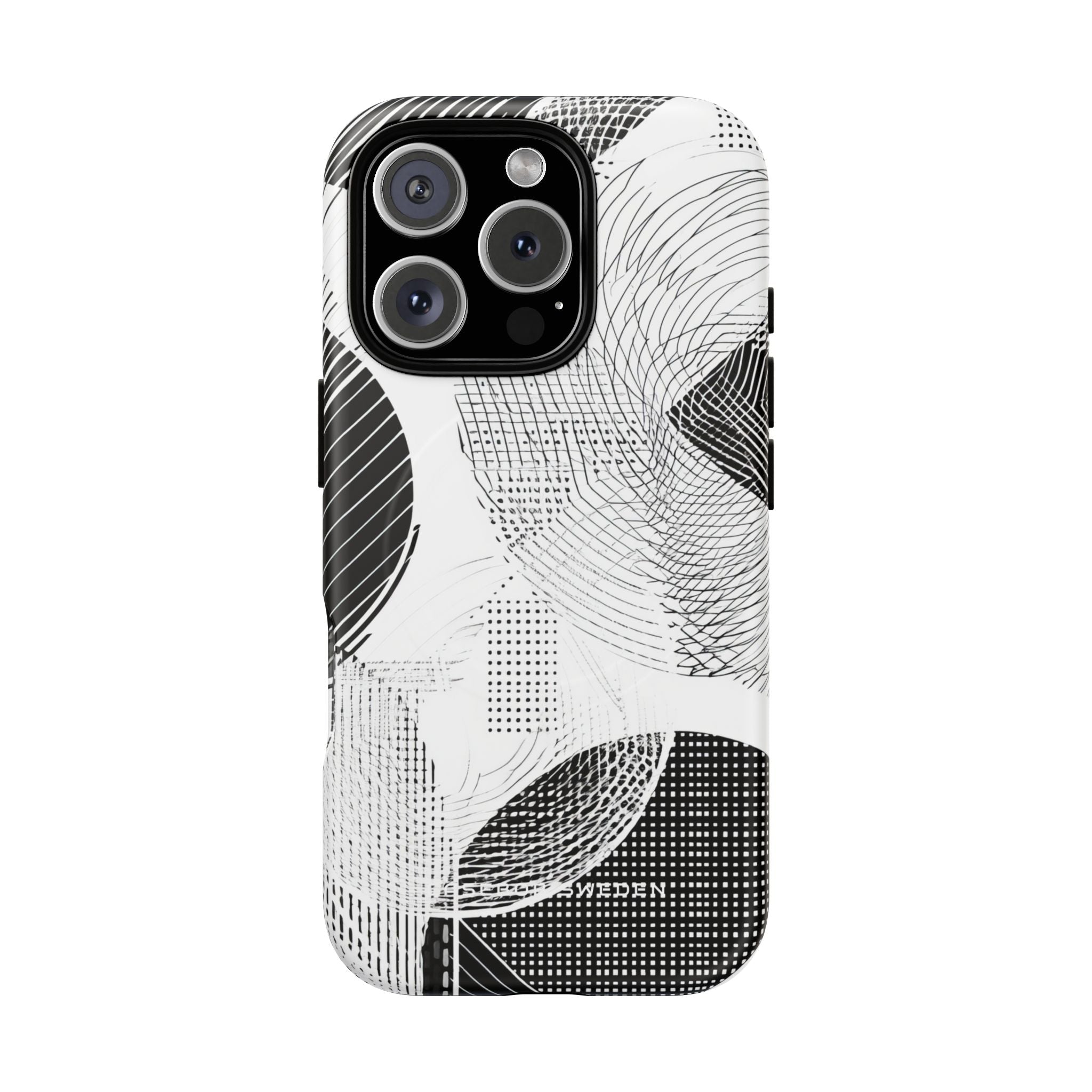 Geometric Monochrome Flow iPhone 16 | Tough+ Phone Case