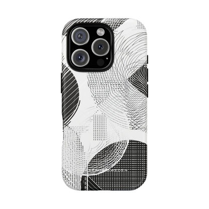 Geometric Monochrome Flow iPhone 16  Tough+ Phone Case