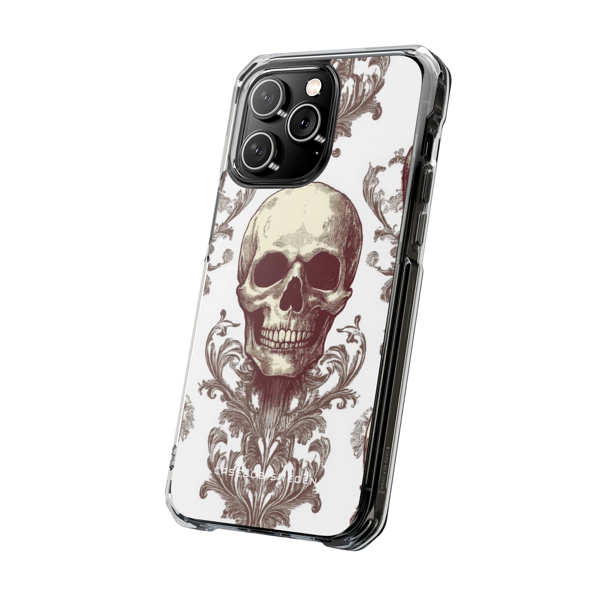 Gothic Skulls and Ornate Foliage iPhone 14 - Clear Impact Phone Case