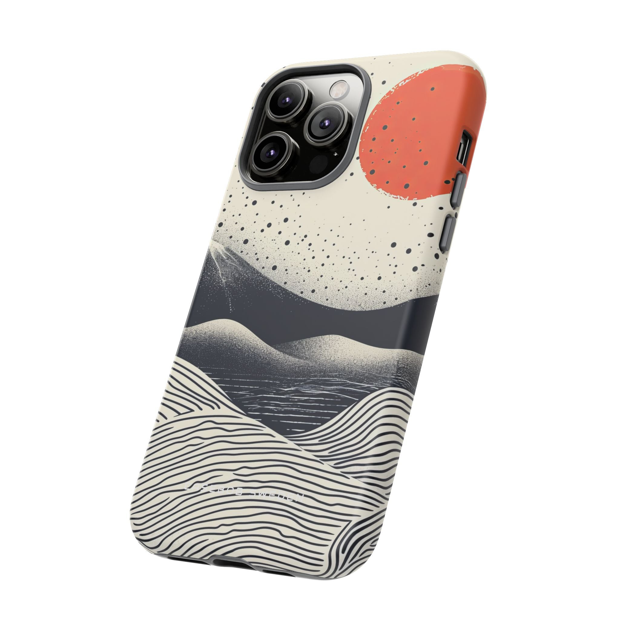 Red Sun Over Flowing Horizons iPhone 14 - Tough Phone Case