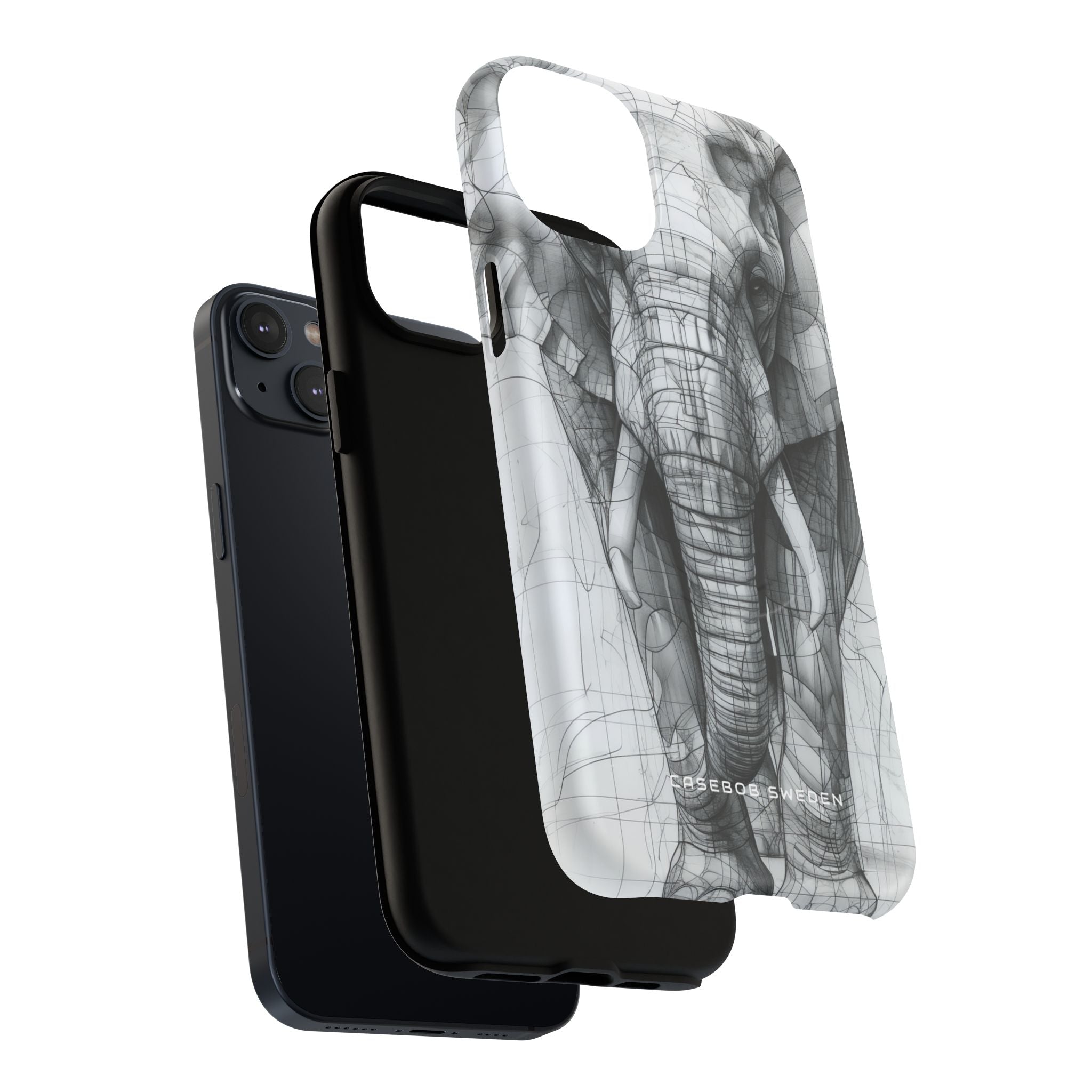 Elephant Line Geometry iPhone 14 | Tough+ Phone Case