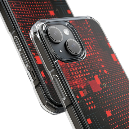 Crimson Circuit Grid iPhone 15 - Impact Clear+