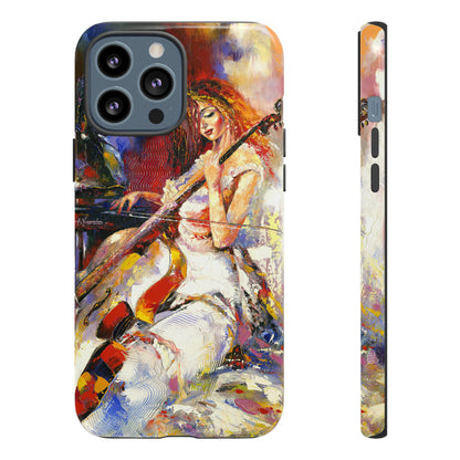 Oil panting - Girl playing Violoncello - Protective Phone Case