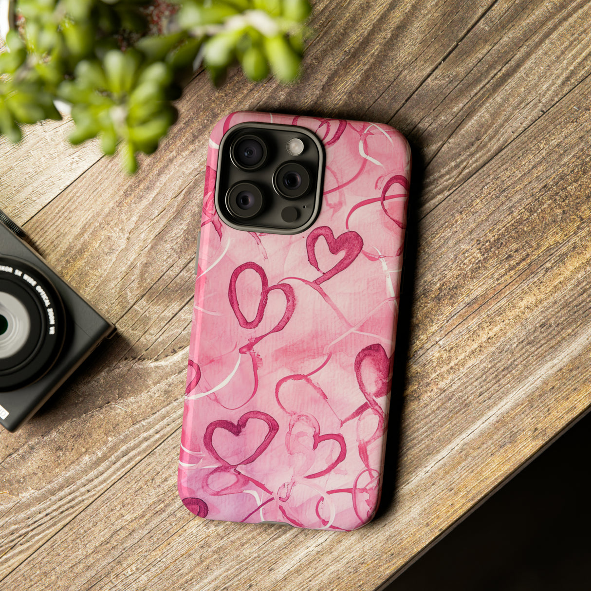 Intertwined Hearts & Cupid - Protective Phone Case