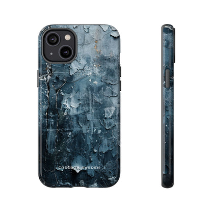 Weathered Blue Tapestry with Cracked Layers iPhone 14 - Tough Phone Case