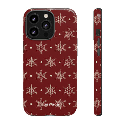 Cream Snowflake Crimson iPhone 13 Pro Case - Tough